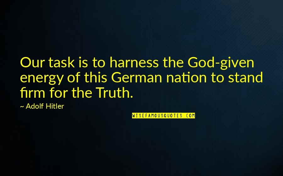 Harness Quotes By Adolf Hitler: Our task is to harness the God-given energy