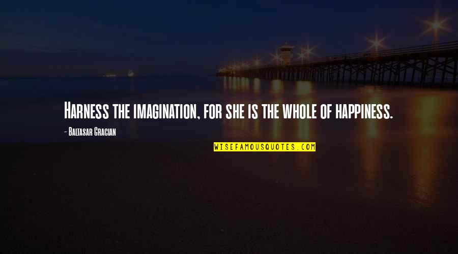 Harness Quotes By Baltasar Gracian: Harness the imagination, for she is the whole Harness Quotes By Baltasar Gracian: Harness the imagination, for she is the whole