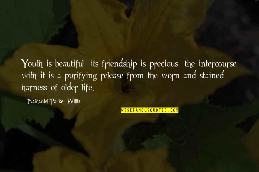 Harness Quotes By Nathaniel Parker Willis: Youth is beautiful; its friendship is precious; the