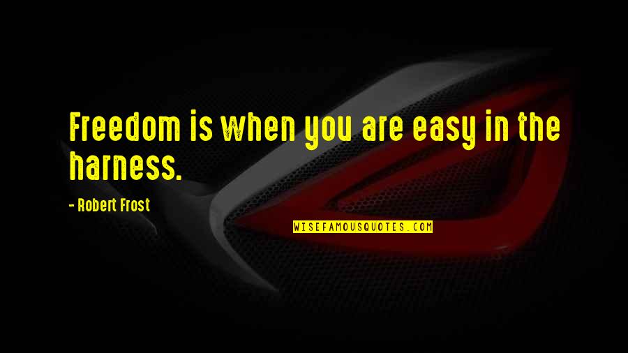 Harness Quotes By Robert Frost: Freedom is when you are easy in the