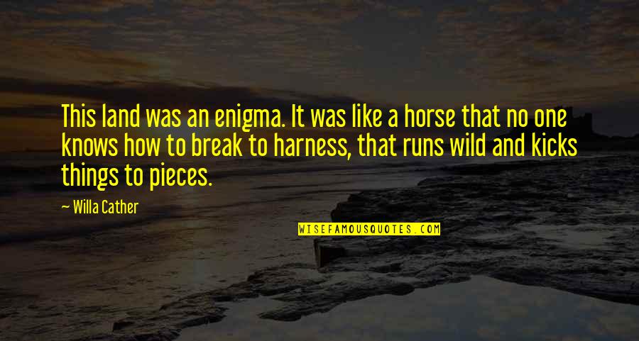 Harness Quotes By Willa Cather: This land was an enigma. It was like