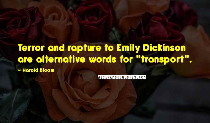 Harold Bloom quotes: Terror and rapture to Emily Dickinson are alternative words for "transport".