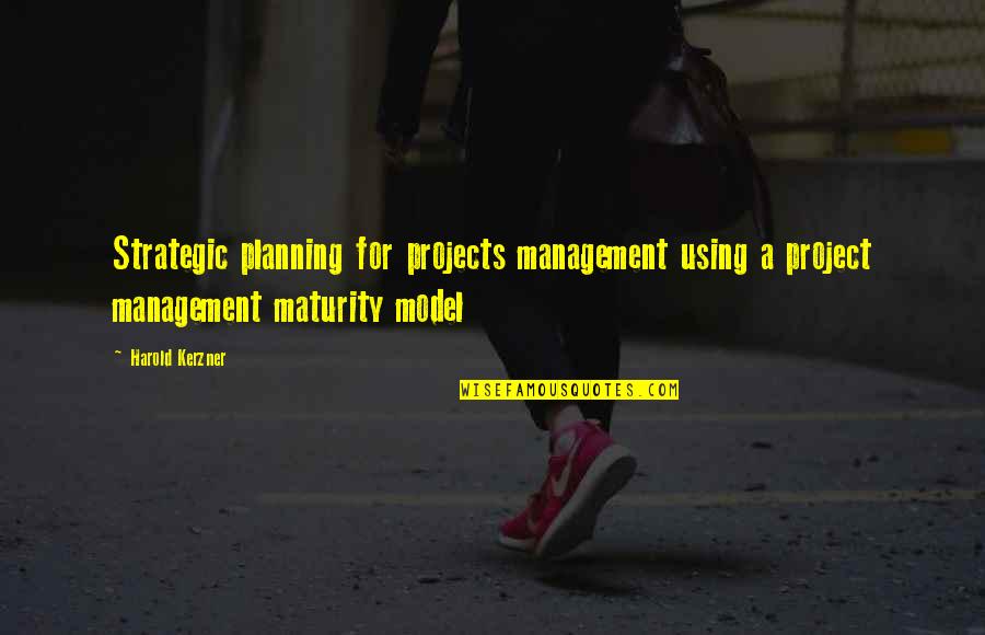 Harold Kerzner Quotes By Harold Kerzner: Strategic planning for projects management using a project