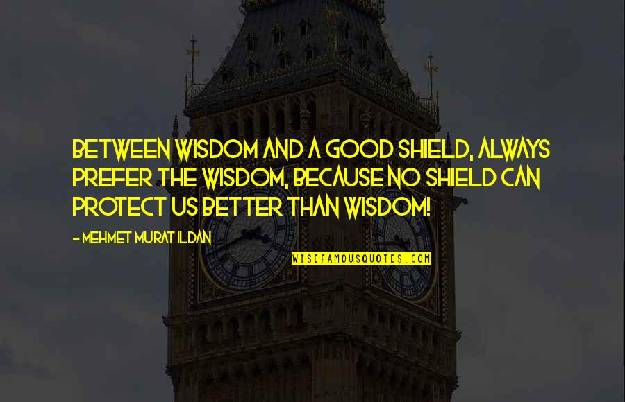 Harp Poems And Quotes By Mehmet Murat Ildan: Between wisdom and a good shield, always prefer