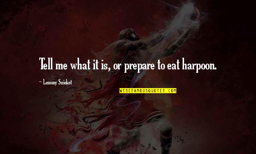 Harpoon Quotes By Lemony Snicket: Tell me what it is, or prepare to