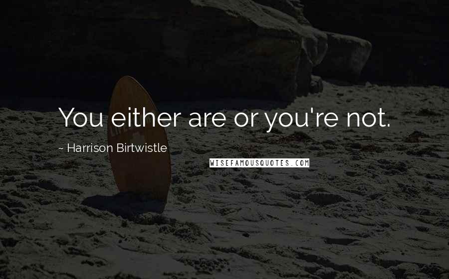 Harrison Birtwistle quotes: You either are or you're not. Harrison Birtwistle quotes: You either are or you're not.