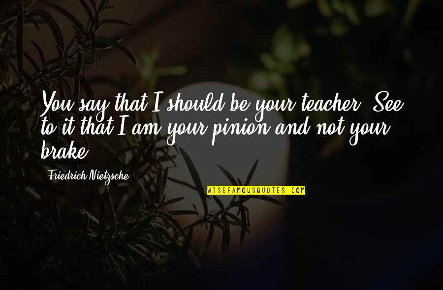 Harrumphy Quotes By Friedrich Nietzsche: You say that I should be your teacher!