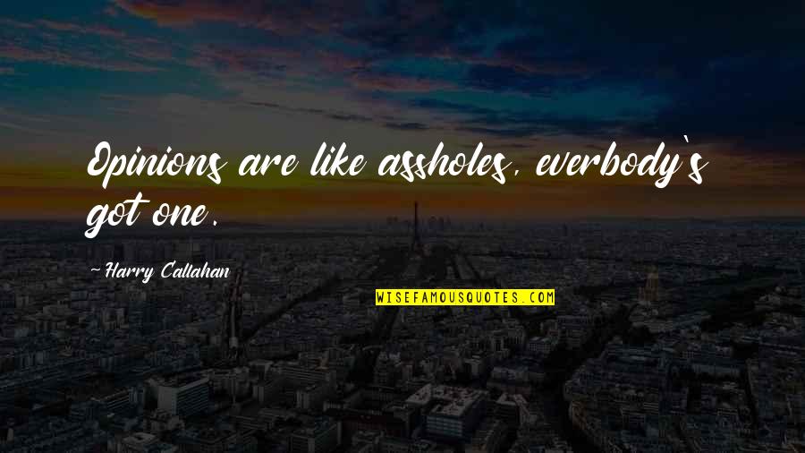 Harry Callahan Quotes By Harry Callahan: Opinions are like assholes, everbody's got one.