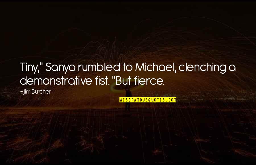 Harry Dresden Quotes By Jim Butcher: Tiny," Sanya rumbled to Michael, clenching a demonstrative