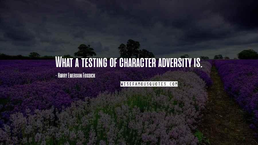 Harry Emerson Fosdick quotes: What a testing of character adversity is.