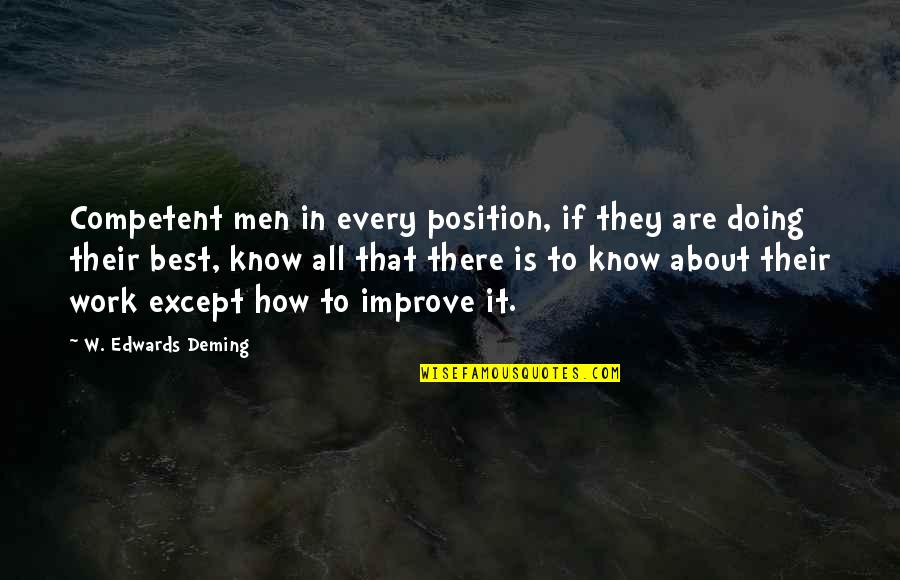 Harry Hole Cockroach Quotes By W. Edwards Deming: Competent men in every position, if they are Harry Hole Cockroach Quotes By W. Edwards Deming: Competent men in every position, if they are