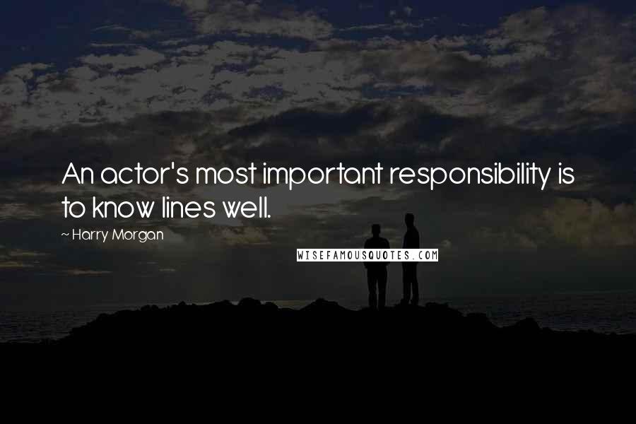 Harry Morgan quotes: An actor's most important responsibility is to know lines well.