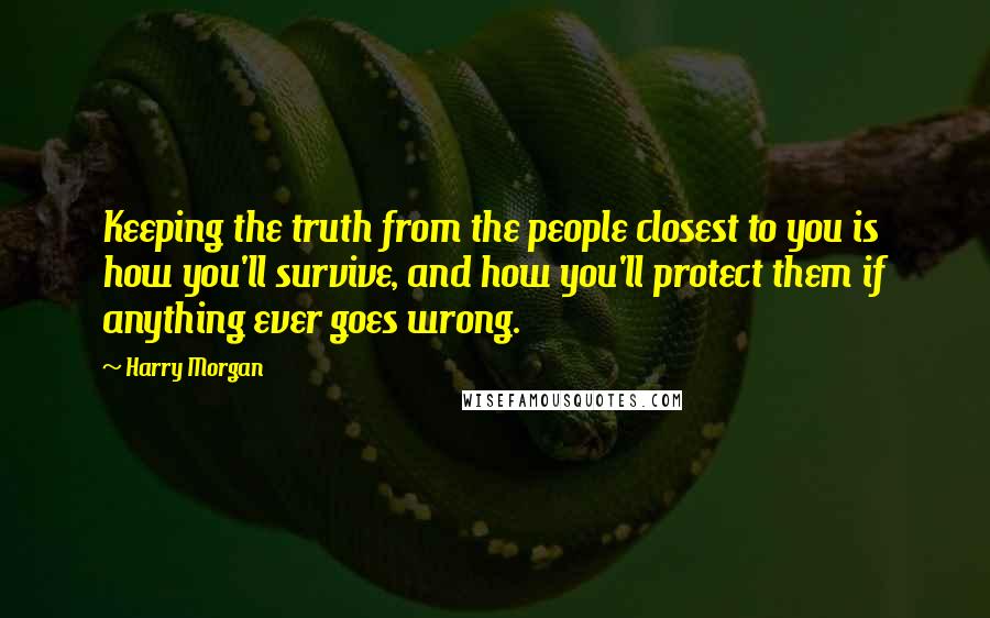 Harry Morgan quotes: Keeping the truth from the people closest to you is how you'll survive, and how you'll protect them if anything ever goes wrong.