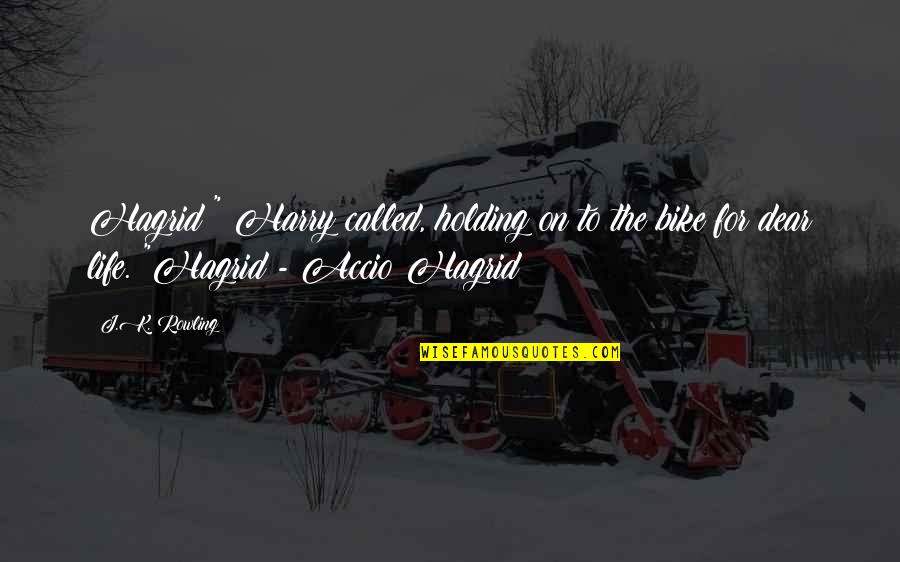 Harry Potter Harry Quotes By J.K. Rowling: Hagrid!" Harry called, holding on to the bike