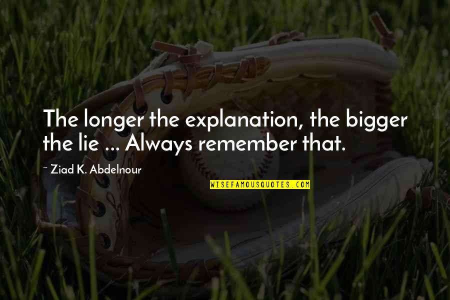 Harry Potter You Know Who Quotes By Ziad K. Abdelnour: The longer the explanation, the bigger the lie Harry Potter You Know Who Quotes By Ziad K. Abdelnour: The longer the explanation, the bigger the lie