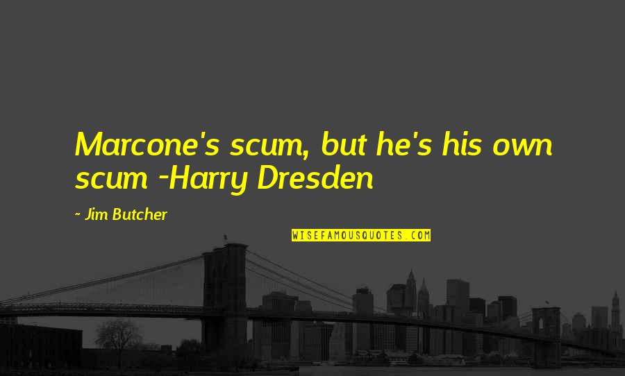 Harry S Quotes By Jim Butcher: Marcone's scum, but he's his own scum -Harry