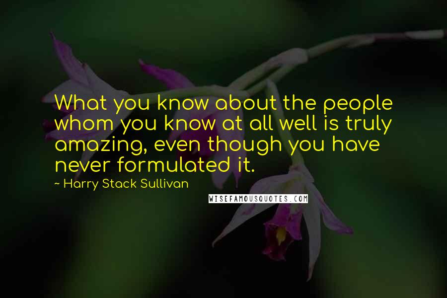 Harry Stack Sullivan quotes: What you know about the people whom you know at all well is truly amazing, even though you have never formulated it.