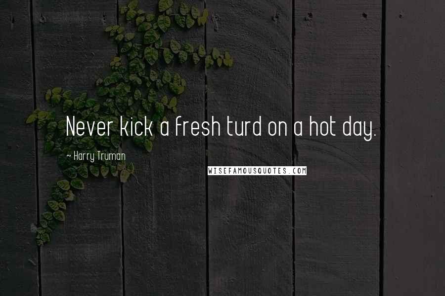 Harry Truman quotes: Never kick a fresh turd on a hot day.