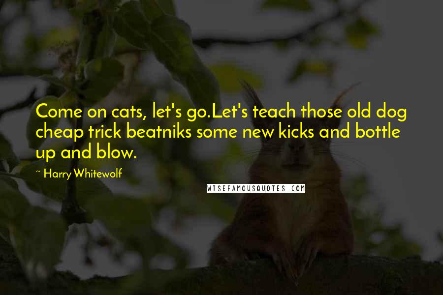 Harry Whitewolf quotes: Come on cats, let's go.Let's teach those old dog cheap trick beatniks some new kicks and bottle up and blow.