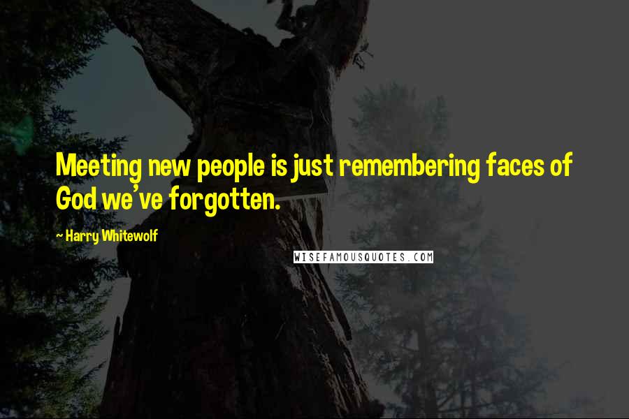 Harry Whitewolf quotes: Meeting new people is just remembering faces of God we've forgotten.