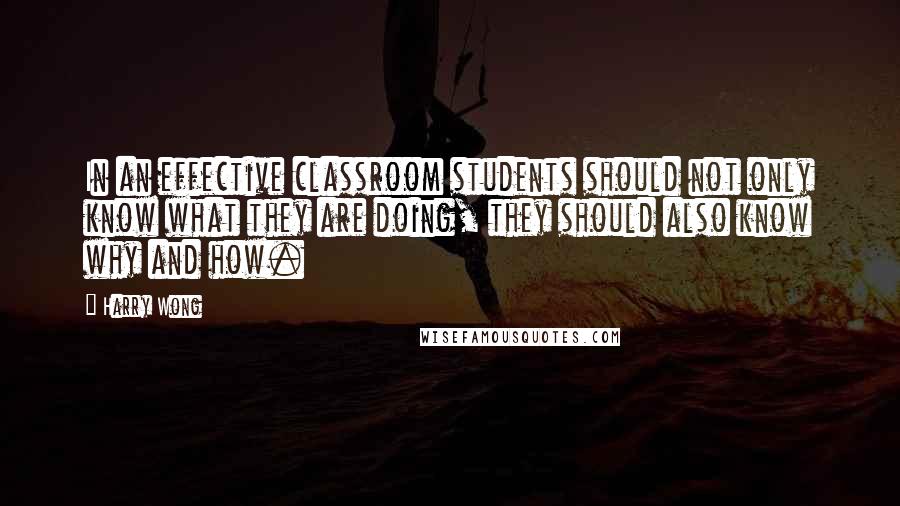 Harry Wong quotes: In an effective classroom students should not only know what they are doing, they should also know why and how.