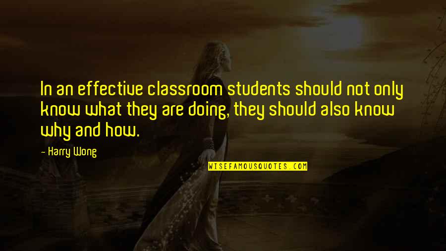 Harry Wong Quotes By Harry Wong: In an effective classroom students should not only