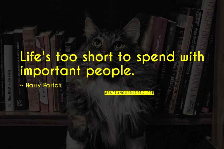 Harry's Quotes By Harry Partch: Life's too short to spend with important people.