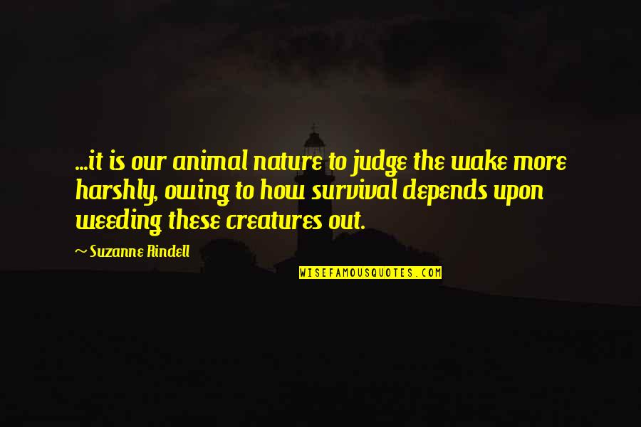 Harshly Quotes By Suzanne Rindell: ...it is our animal nature to judge the