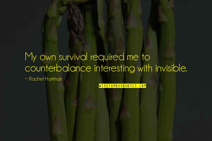 Hartman Quotes By Rachel Hartman: My own survival required me to counterbalance interesting