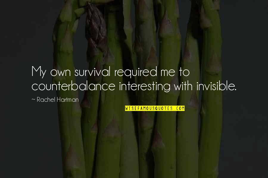 Hartman's Quotes By Rachel Hartman: My own survival required me to counterbalance interesting