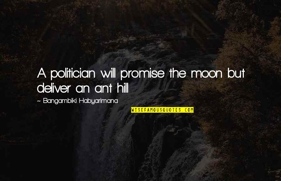 Hartson Quotes By Bangambiki Habyarimana: A politician will promise the moon but deliver