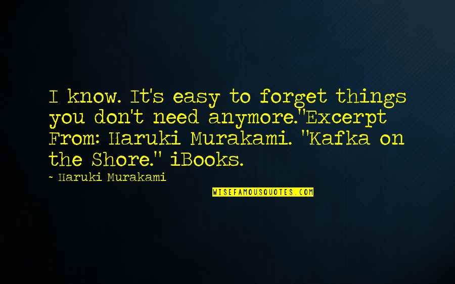 Haruki Murakami Kafka On The Shore Quotes By Haruki Murakami: I know. It's easy to forget things you