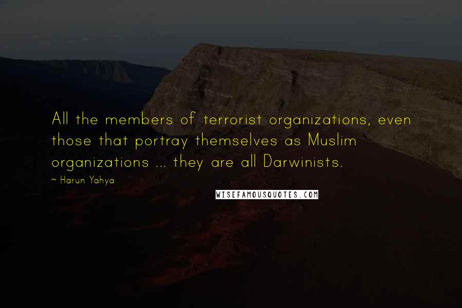 Harun Yahya quotes: All the members of terrorist organizations, even those that portray themselves as Muslim organizations ... they are all Darwinists.