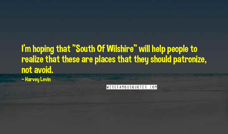 Harvey Levin quotes: I'm hoping that "South Of Wilshire" will help people to realize that these are places that they should patronize, not avoid.