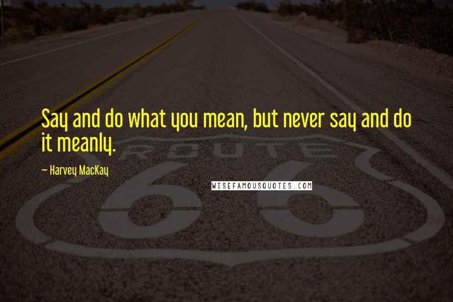 Harvey MacKay quotes: Say and do what you mean, but never say and do it meanly.