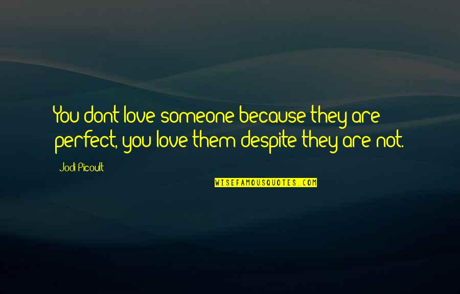 Harville And Debow Quotes By Jodi Picoult: You dont love someone because they are perfect,
