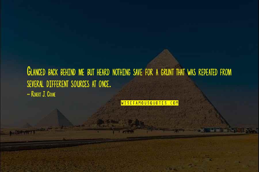 Has Anyone Told You Today Quotes By Robert J. Crane: Glanced back behind me but heard nothing save