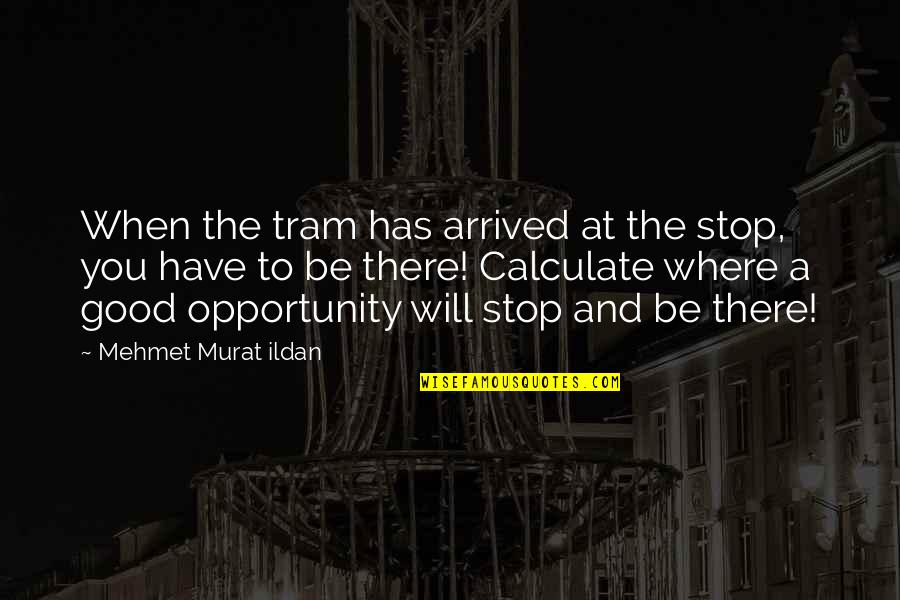 Has Arrived Quotes By Mehmet Murat Ildan: When the tram has arrived at the stop,