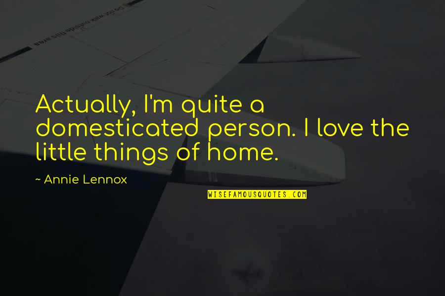 Hasandin Quotes By Annie Lennox: Actually, I'm quite a domesticated person. I love