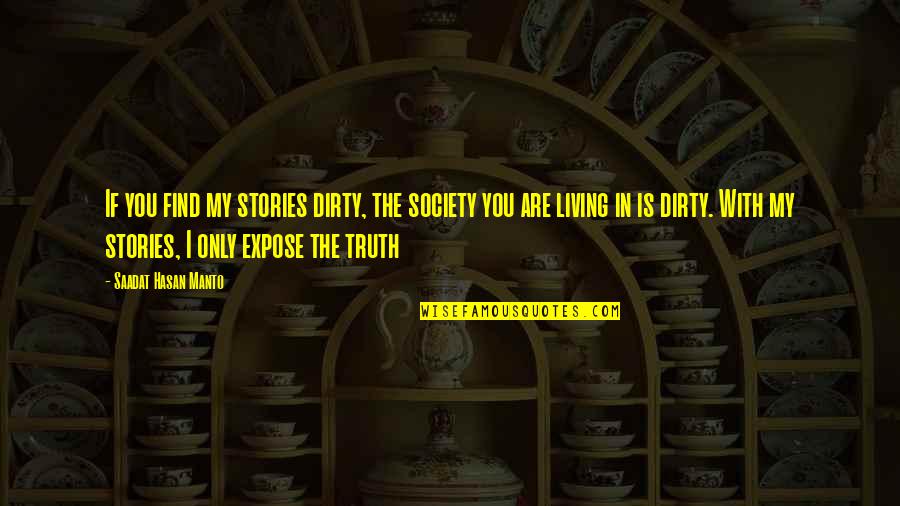 Hasan's Quotes By Saadat Hasan Manto: If you find my stories dirty, the society