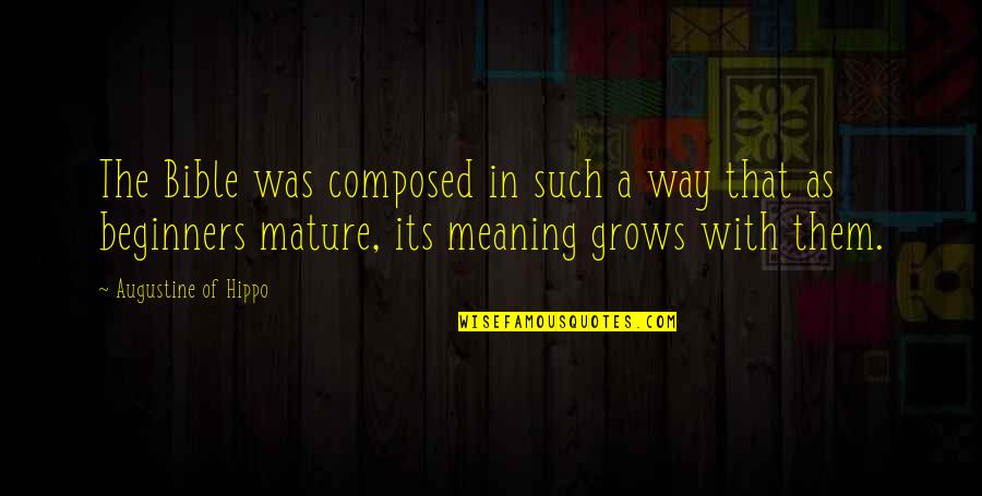 Hashiba Sora Quotes By Augustine Of Hippo: The Bible was composed in such a way Hashiba Sora Quotes By Augustine Of Hippo: The Bible was composed in such a way