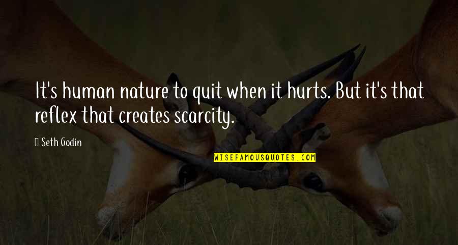 Hashiya Scholarship Quotes By Seth Godin: It's human nature to quit when it hurts.
