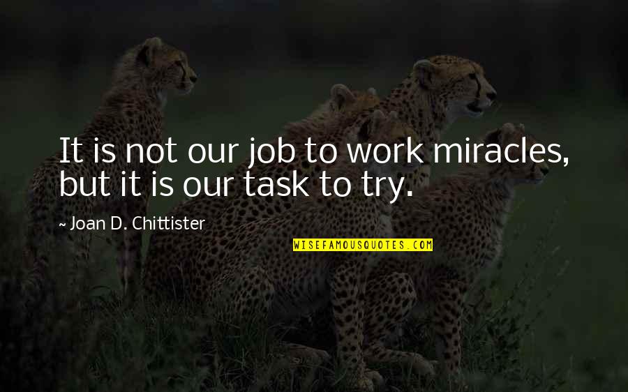 Hassanali Riyaz Quotes By Joan D. Chittister: It is not our job to work miracles,