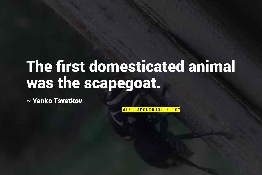 Hasselborg Anna Quotes By Yanko Tsvetkov: The first domesticated animal was the scapegoat. Hasselborg Anna Quotes By Yanko Tsvetkov: The first domesticated animal was the scapegoat.