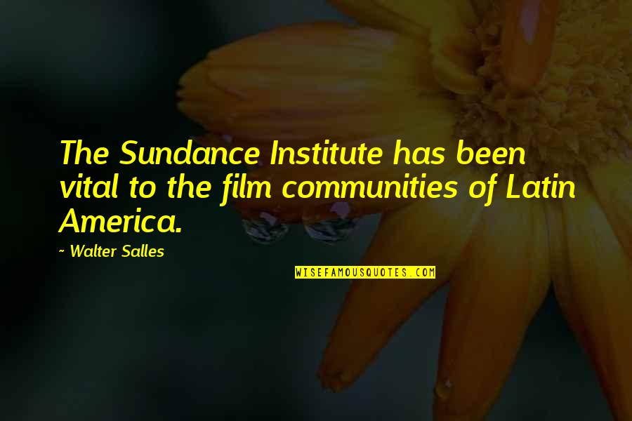 Hassinger Quotes By Walter Salles: The Sundance Institute has been vital to the