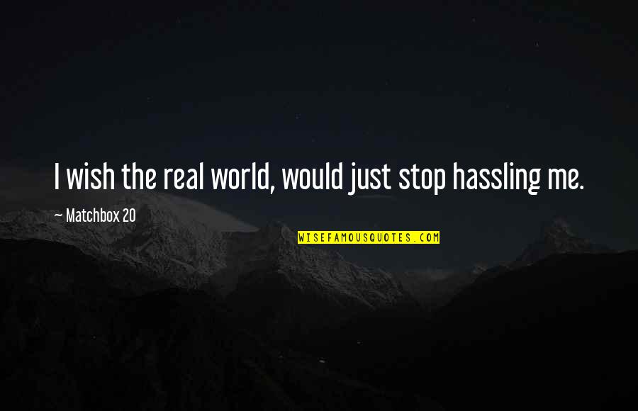 Hassling Quotes By Matchbox 20: I wish the real world, would just stop