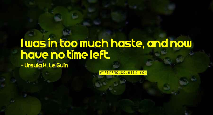 Haste Quotes By Ursula K. Le Guin: I was in too much haste, and now