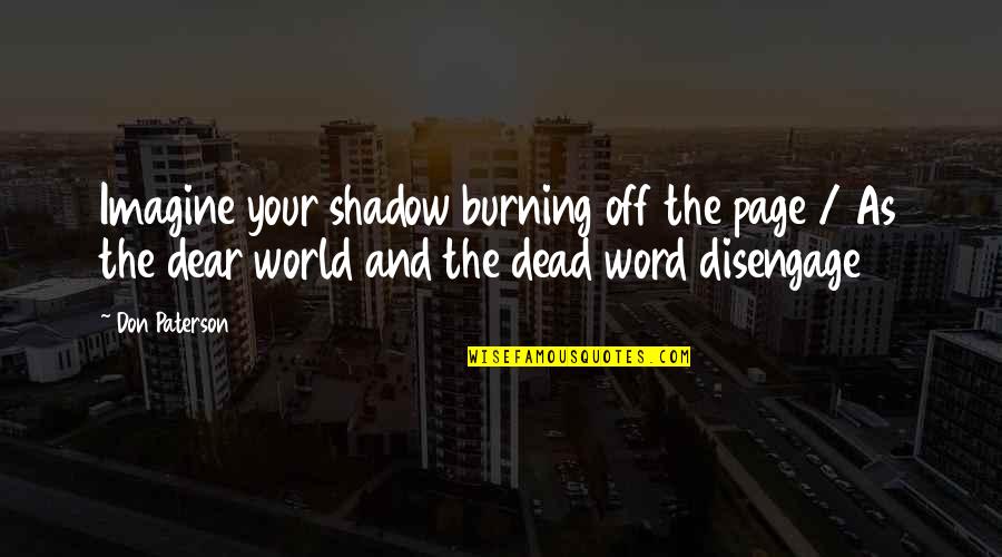 Hastiness Quotes By Don Paterson: Imagine your shadow burning off the page /