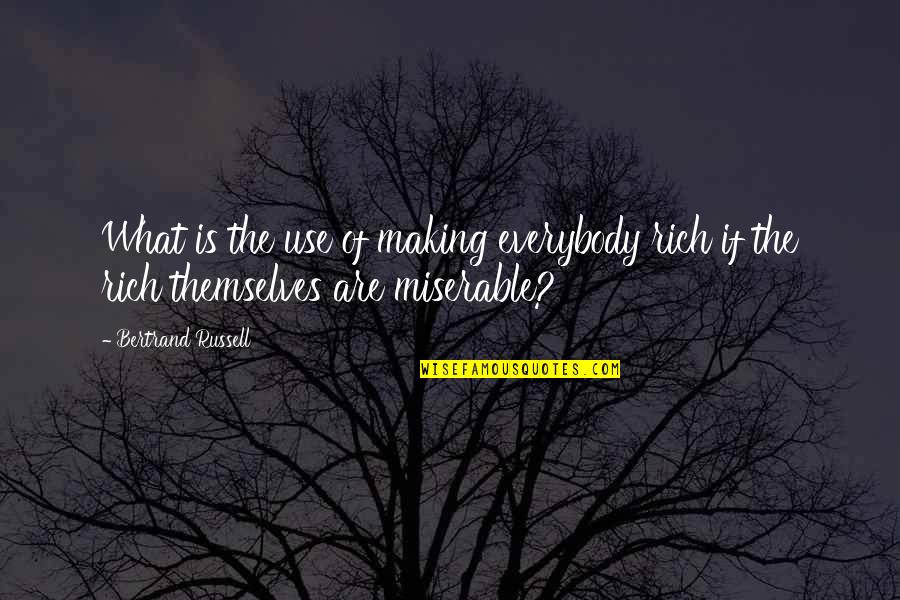 Hat Backwards Quotes By Bertrand Russell: What is the use of making everybody rich
