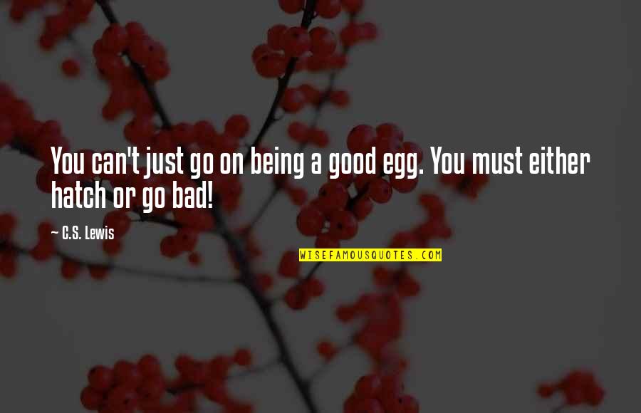 Hatch Your Eggs Quotes By C.S. Lewis: You can't just go on being a good